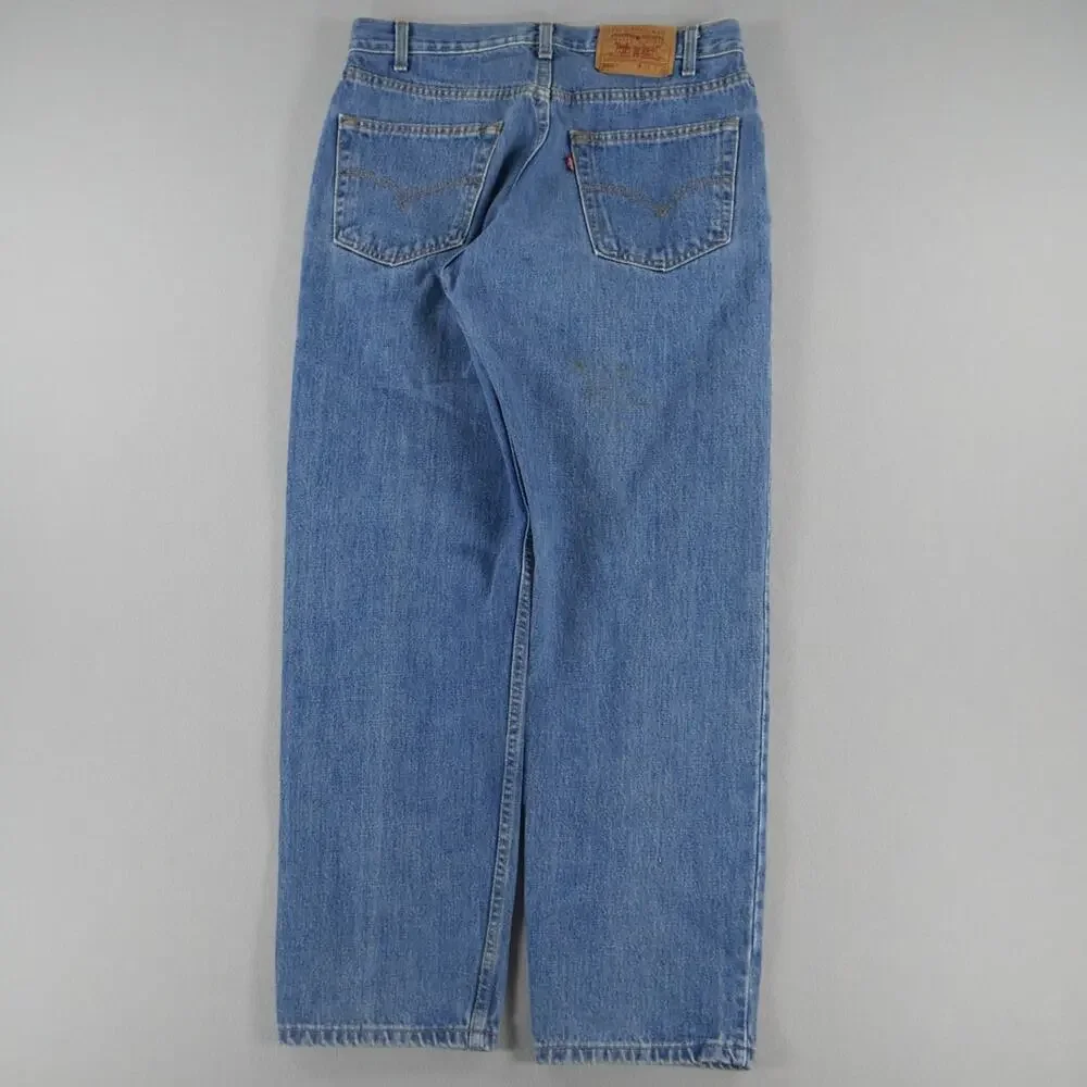 Vintage Y2K Levis 550 Relaxed Fit 33 x 30 Paint Thrashed Blue‎ Jeans Mens FLAW